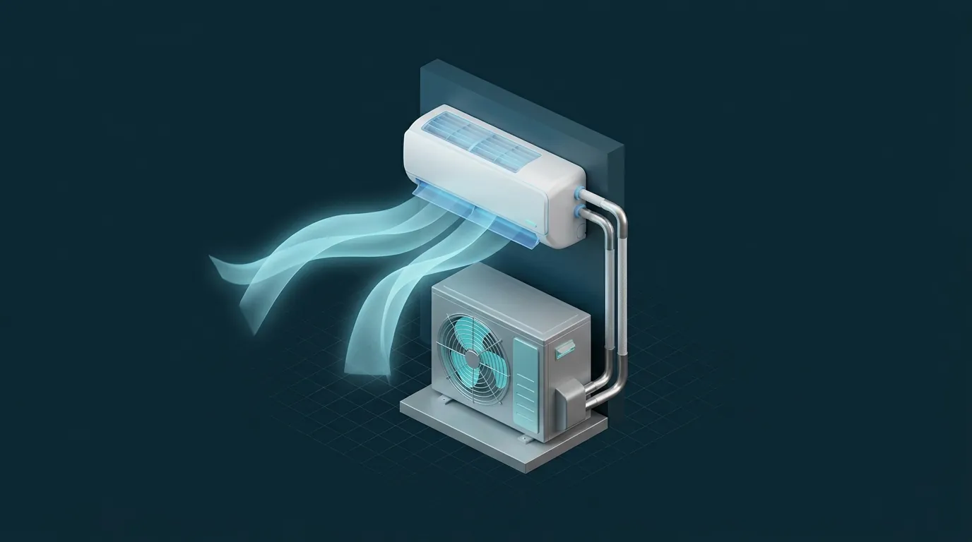 Illustration einer Split-Klimaanlage mit Außengerät